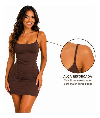 Vestido Feminino Curto Alcinha Tubinho Justo Modelador