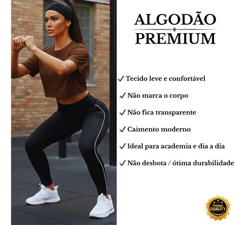 Kit 3 Camiseta Curta Basica Feminina Fitness Algodão Premium
