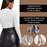 Cropped Gringa Gola Alta Manga Longa Blusinha Dedeira Luxo