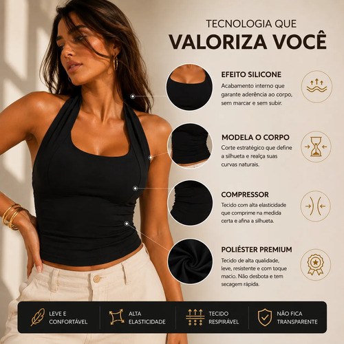 Cropped Blusinha Feminino Halter Tubinho Suplex Premium