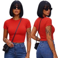 Cropped Feminino Basico Soltinho Confortavel Tendencia Academia