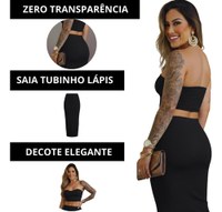 Conjunto Saia Longa Modeladora Gringa+ Top Faixa Suplex Luxo