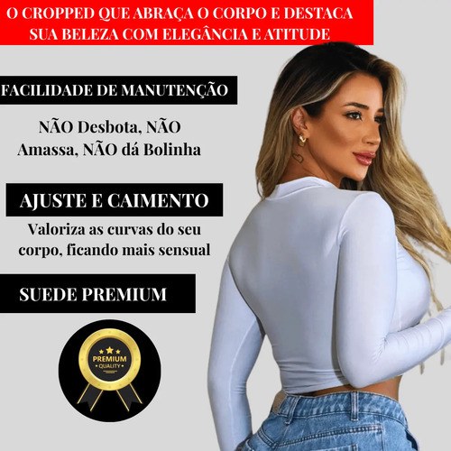 Cropped Manga Longa Vazado Com Dedeira Gringa Suplex Premium