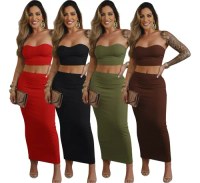 Conjunto Feminino Saia Longa Cropped Elegante Suplex Premium