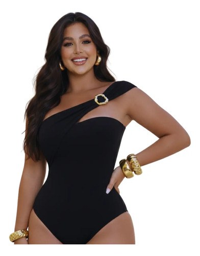 Body/maiô Ombro Único Modelador Afina Cintura Premium 1 Alça