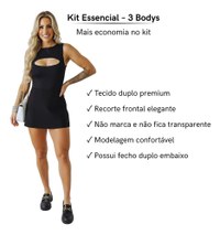 Kit 3 Body Feminino Essencial Basico Elegante Malha Premium