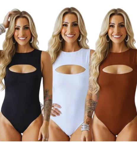 Kit 3 Body Feminino Básico Modelador Polimicro Confortável