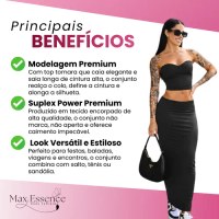 Conjunto Saia Longa Colada Top Faixa Elegante Suplex Premium