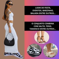 Conjunto Elegante Saia Longa Elegante Cropped Suplex Premium
