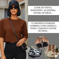 Kit 3 Cropped Feminino Oversized Treino Algodão Premium 100%