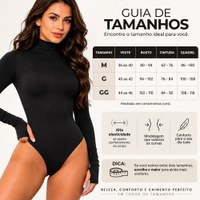 Body Feminino Manga Longa Gola Alta Costa Aberta Premium