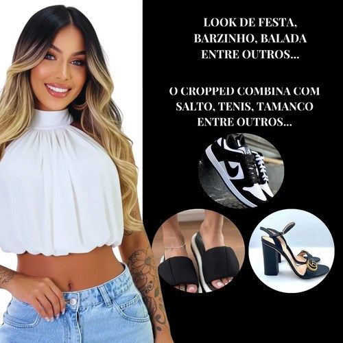 Cropped Balonê Suplex Premium Elegância Conforto Uma Peça