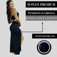 Kit Saia Longa Fenda Cropped Elegante Gringa Suplex Premium