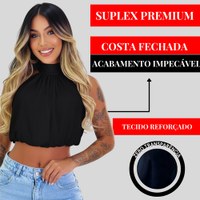 Cropped Balonê Feminino Soltinho Confortável Estiloso Marrom