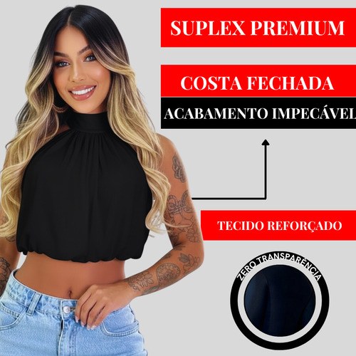 Cropped Balonê Feminino Soltinho Confortável Estiloso Marrom
