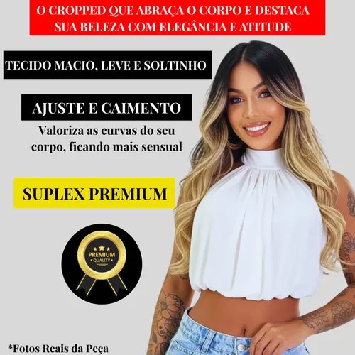 Cropped Balonê Feminino Soltinho Confortável Estiloso Marrom