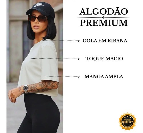 Kit 3 Cropped Feminino Basico Elegante Soltinho Moda Premium