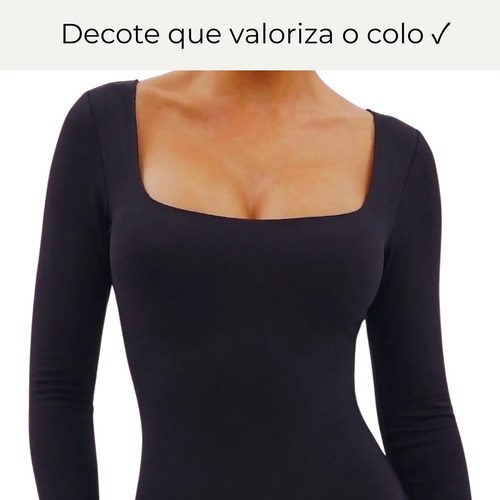 Body Feminino Basico Manga Longa Inverno Suplex Premium