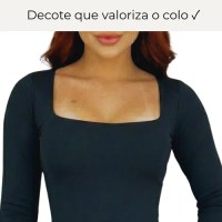 Body Feminino Manga Longa Gola Quadrada Forrado Inverno