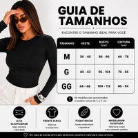 Blusa Feminina Manga Longa Segunda Pele Elegante Gola Careca