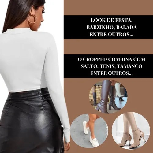 Cropped Manga Longa Vazado Com Dedeira Gringa Suplex Premium