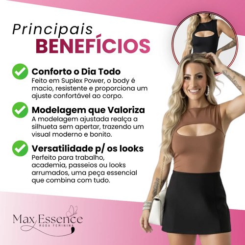 Kit 3 Body Regata Decote Básico Collant Suplex Alça Larga