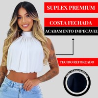 Cropped Balonê Feminino Soltinho Confortável Estiloso Marrom