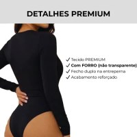 Body Feminino Manga Longa Segunda Pele Elegante Premium