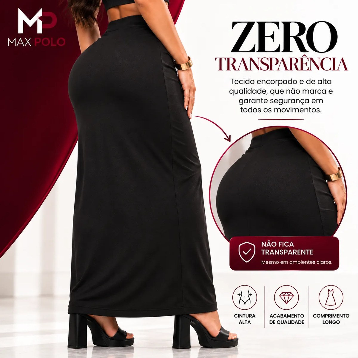 Saia Longa Feminina Modeladora Tubinho Suplex Premium