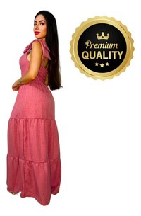 Vestido Longo 3maria Linho Lacinho No Ombro Linha Premium