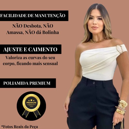 Body Feminino Modelador Elegante Uma Alça Suplex Premium