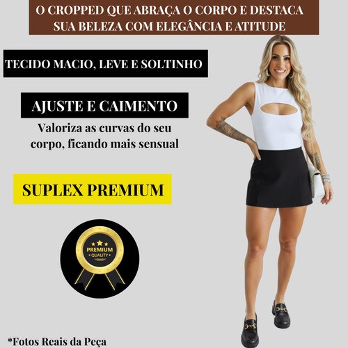 Regata Feminino Body Decote Basico Elegante Suplex Premium
