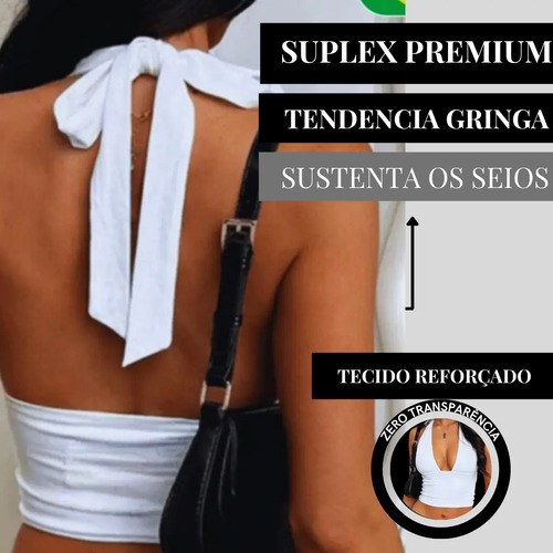 Cropped Feminino Multiforma Elegante Moda Gringa Suplex Luxo