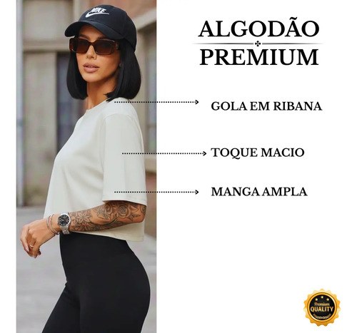 Kit 3 Camiseta Curta Basica Feminina Fitness Algodão Premium
