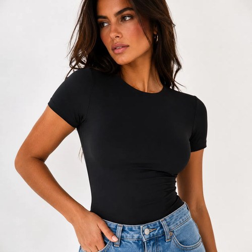 Body Feminino Manga Curta Modelador Elegante Suplex Premium