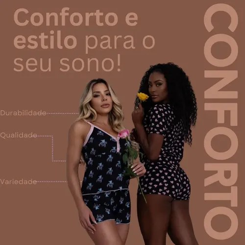 Pijama Baby Doll Short Feminino Modelador Moda Premium Luxo