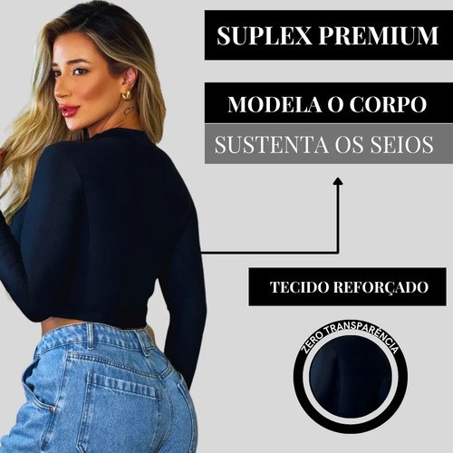 Cropped Feminino Mangalonga Dedeira Gola Alta Suplex Premium