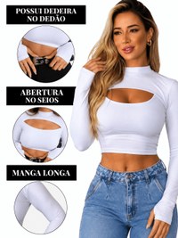 Cropped Feminino Manga Longa Abertura Frontal Suplex Premium