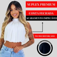 Cropped Balonê Suplex Premium Elegância Conforto Uma Peça