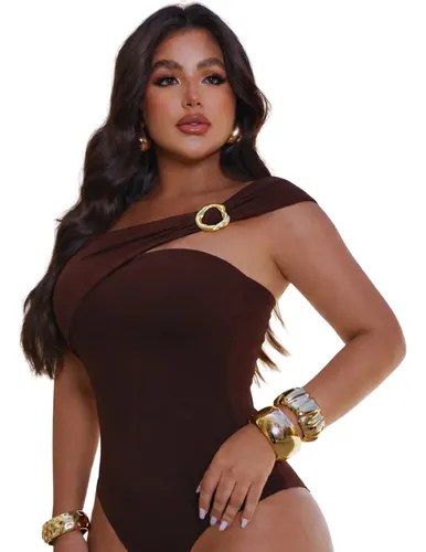 Body/maiô Ombro Único Modelador Afina Cintura Premium 1 Alça
