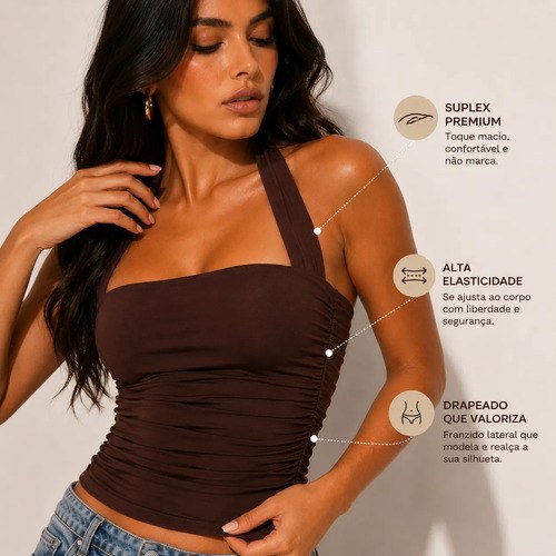 Cropped Blusinha Feminino Halter Tubinho Suplex Premium