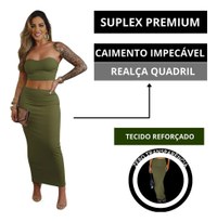 Conjunto Saia Longa Modeladora Gringa+ Top Faixa Suplex Luxo