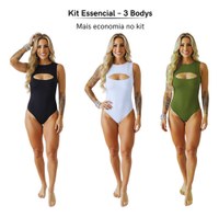 Kit 3 Body Feminino Basico Elegante Modelador Polimicro