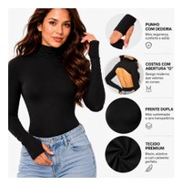 Body Feminino Manga Longa Gola Alta Costa Aberta Premium