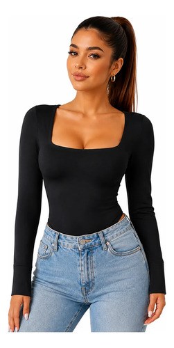 Body Feminino Manga Longa Decote Elegante Inverno Luxo