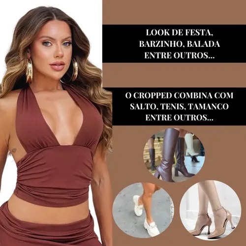 Cropped Feminino Multiforma Elegante Moda Gringa Suplex Luxo