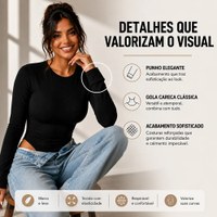 Body Feminino Manga Longa Gola Careca Liso Modelador Collant