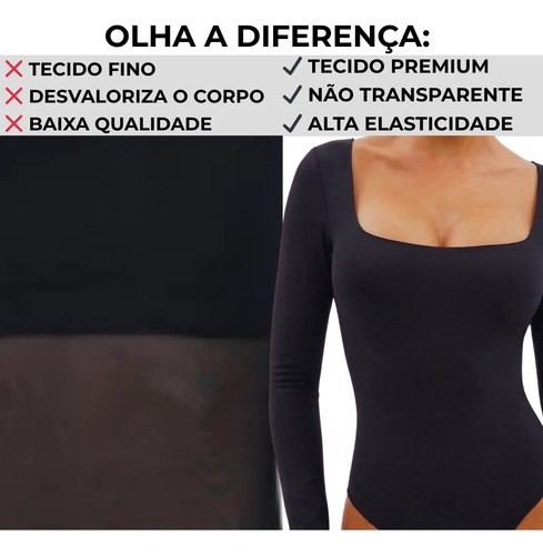 Body Feminino Basico Manga Longa Inverno Suplex Premium