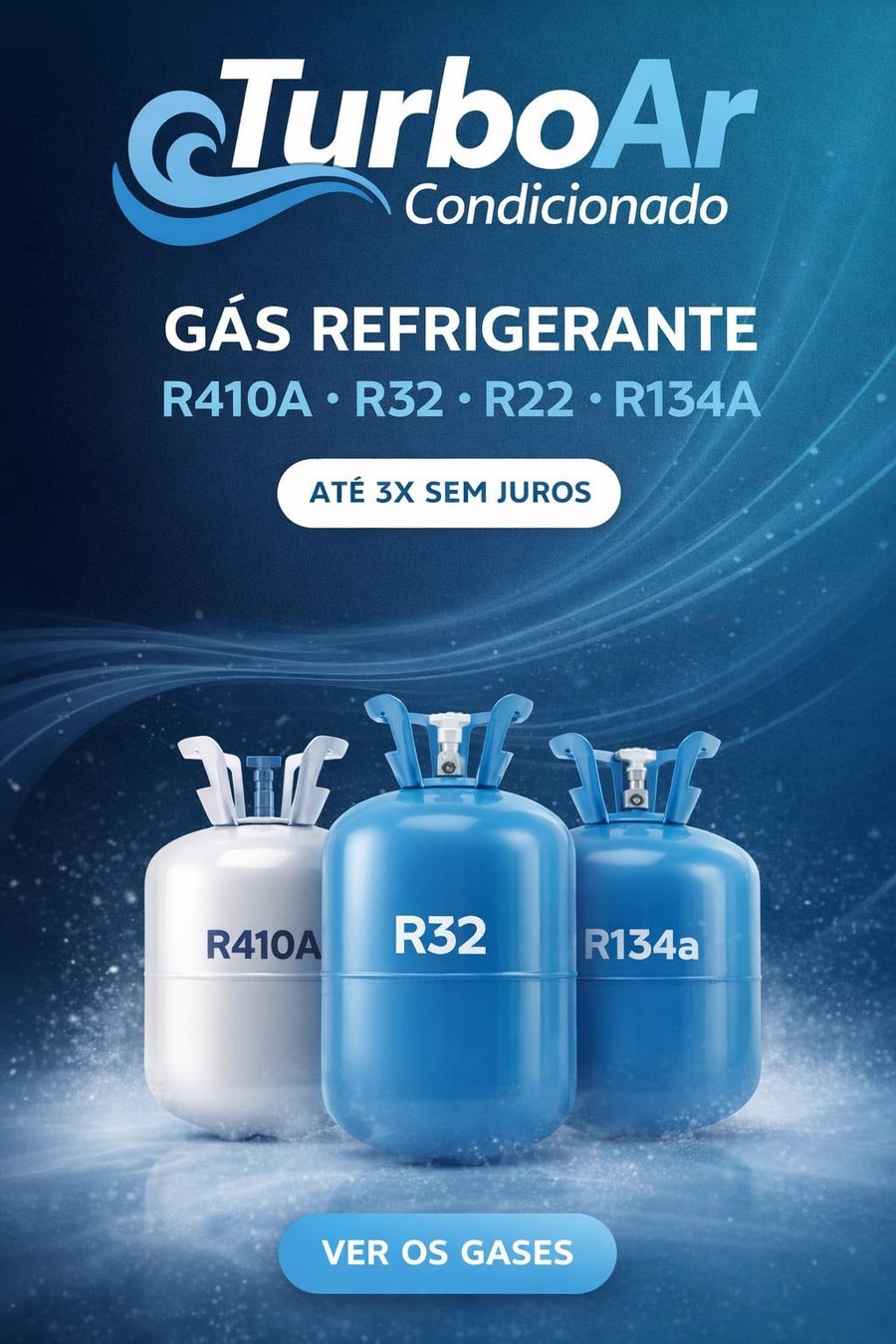 Gás refrigerante R410A, R32, R22 e R134A em até 3x sem juros