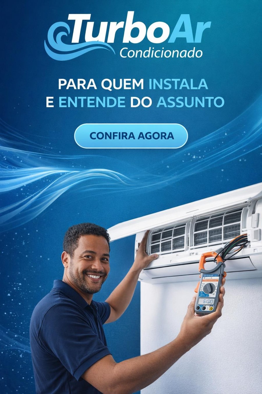 Técnico instalando um ar-condicionado split